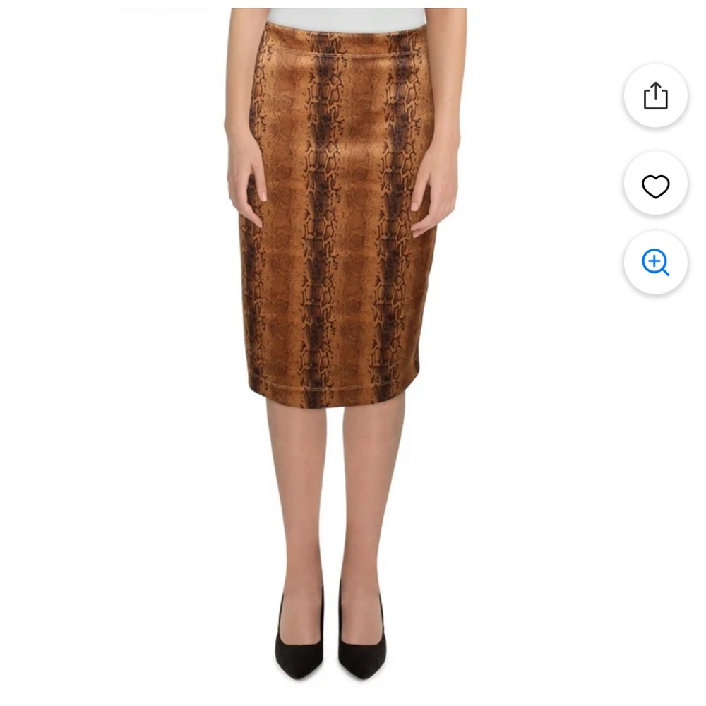 NEW T Tahari Faux Suede Pencil Skirt Snake Print Sz M NWT